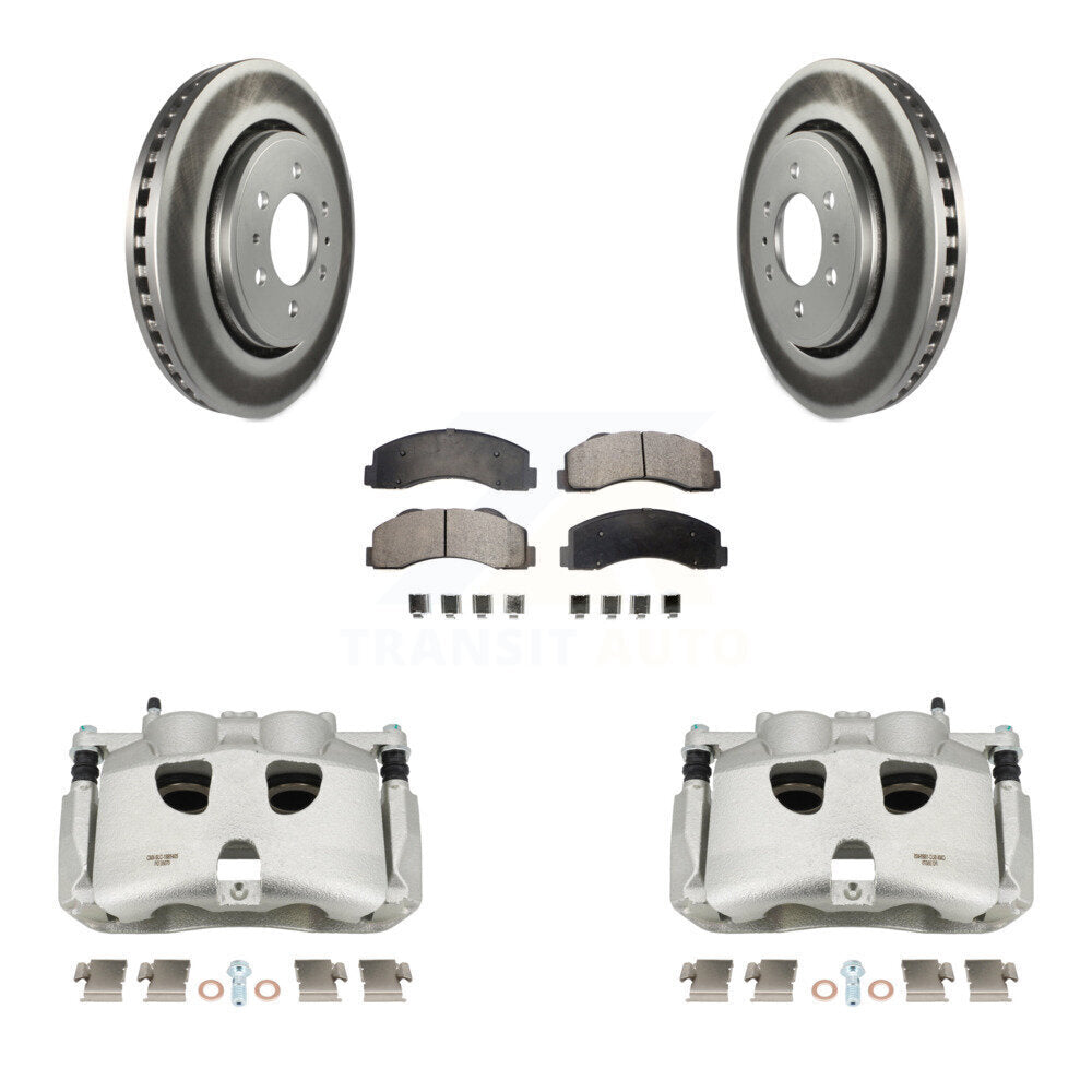 Front Disc Brake Caliper Coated Rotors And Ceramic Pads Kit For Ford F-150 KCG-100532T