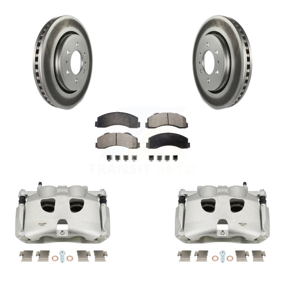 Front Disc Brake Caliper Coated Rotors And Ceramic Pads Kit For Ford F-150 KCG-100532T