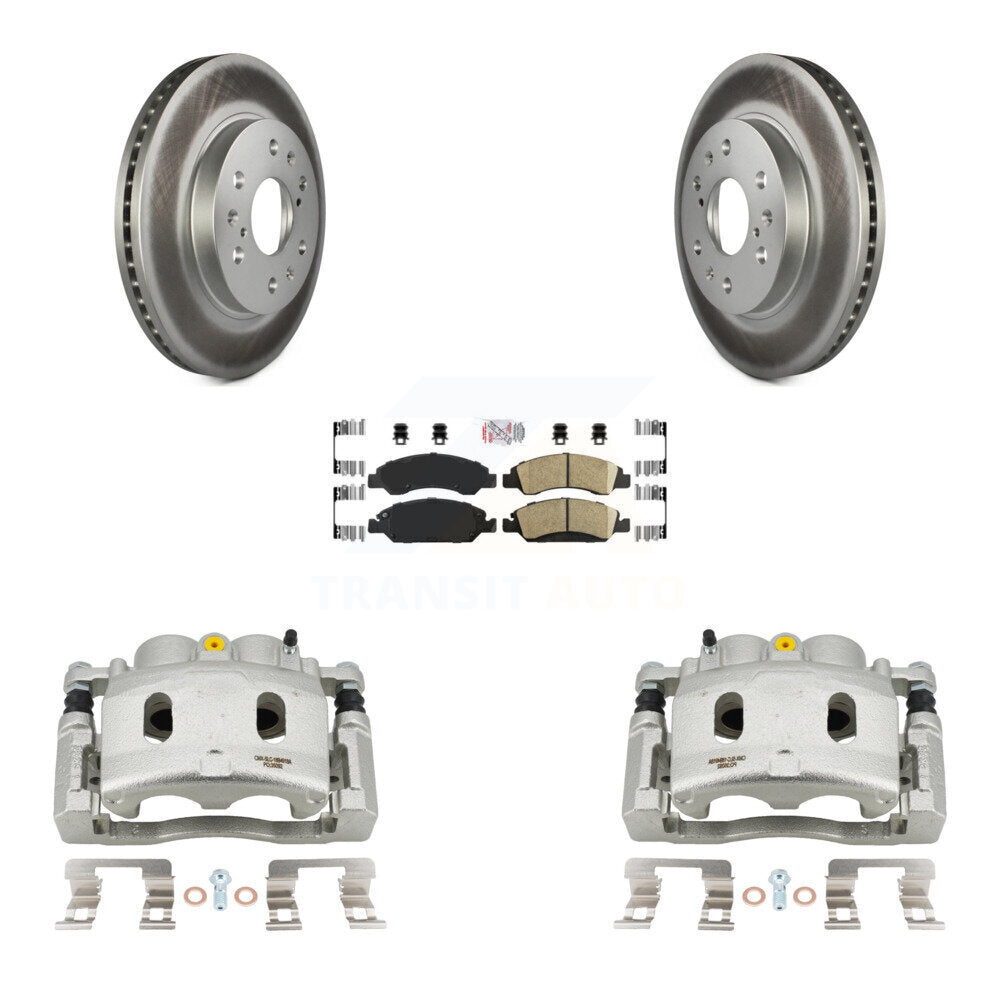 Front Brake Caliper Coat Rotors Ceramic Pad Kit For 15-19 Cadillac XTS With 6 Lug Wheels KCG-100533N