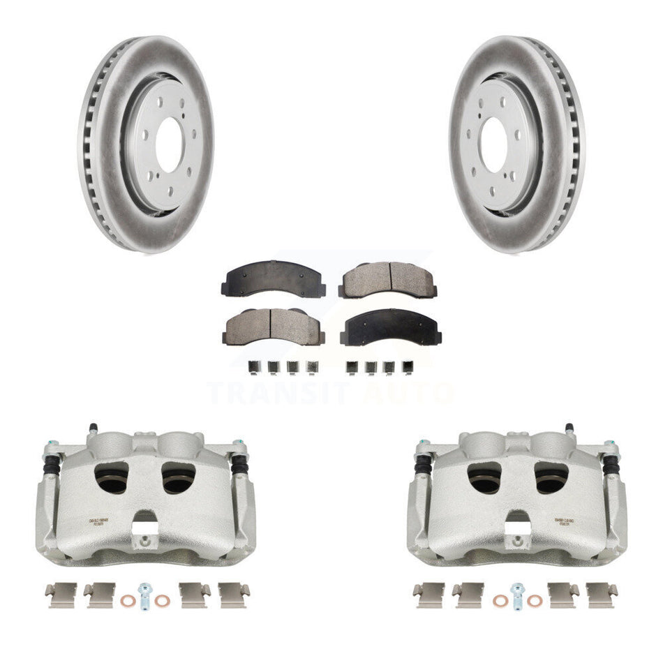Front Brake Caliper Coat Rotors & Ceramic Pad Kit For 12-14 Ford F-150 With 7 Lug Wheels KCG-100533T