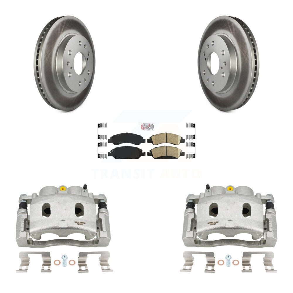Front Brake Caliper Coat Rotors Ceramic Pad Kit For 15-19 Cadillac XTS With 6 Lug Wheels KCG-100534N