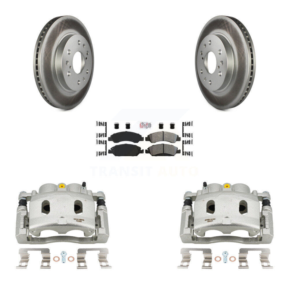Front Brake Caliper Coat Rotors Semi-Metallic Pad Kit For Cadillac XTS With 6 Lug Wheels KCG-100535N