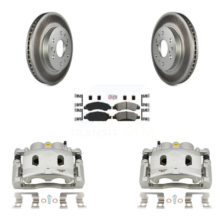 Front Brake Caliper Coat Rotors Semi-Metallic Pad Kit For Cadillac XTS With 6 Lug Wheels KCG-100535N