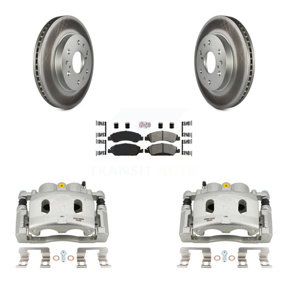 Front Brake Caliper Coat Rotors Semi-Metallic Pad Kit For Cadillac XTS With 6 Lug Wheels KCG-100535N