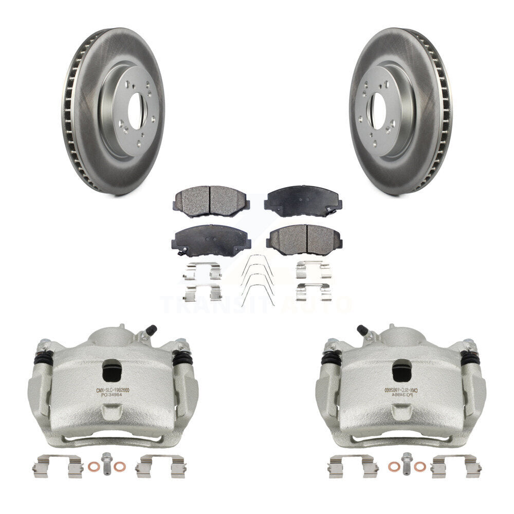 Front Disc Brake Caliper Coated Rotors And Semi-Metallic Pads Kit For Honda Civic KCG-100535P