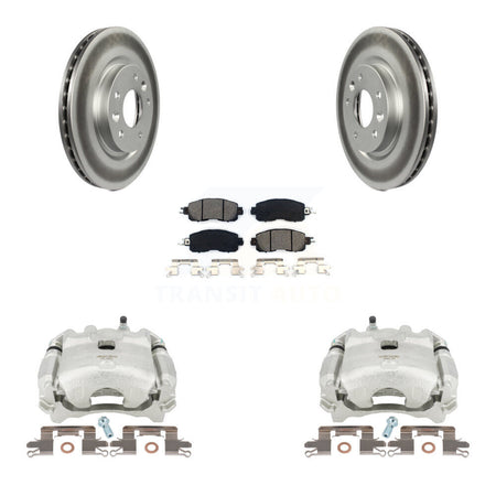 Front Disc Brake Caliper Coated Rotors And Semi-Metallic Pads Kit For Nissan LEAF KCG-100536S