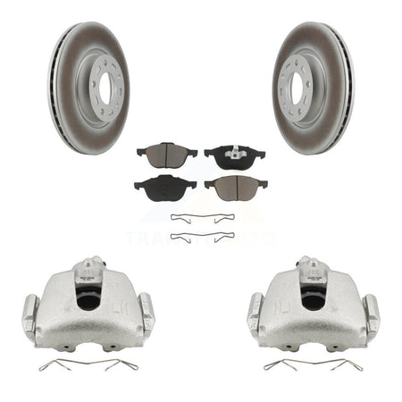 Front Brake Caliper Coat Rotors & Ceramic Pad Kit For 2010 Mazda 3 Sport GS GT with 2.5L KCG-100537C