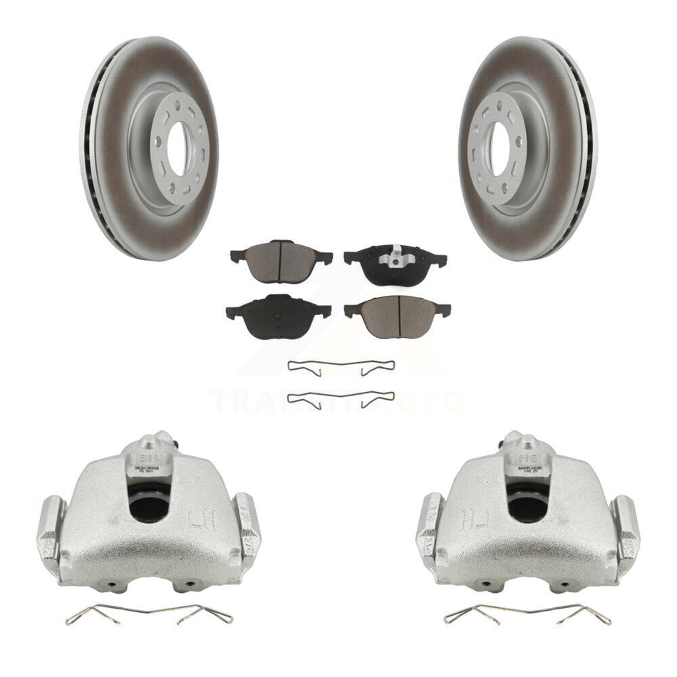 Front Brake Caliper Coat Rotors & Ceramic Pad Kit For 2010 Mazda 3 Sport GS GT with 2.5L KCG-100537C