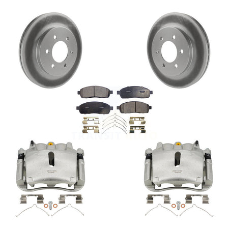 Front Disc Brake Caliper Coat Rotor & Ceramic Pad Kit For Ford F-150 Lincoln Mark LT 4WD KCG-100537T