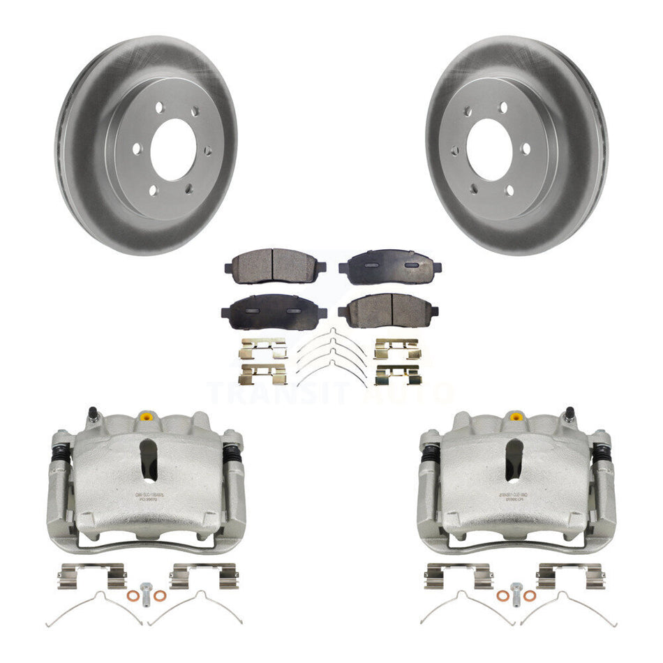 Front Disc Brake Caliper Coat Rotor & Ceramic Pad Kit For Ford F-150 Lincoln Mark LT 4WD KCG-100537T