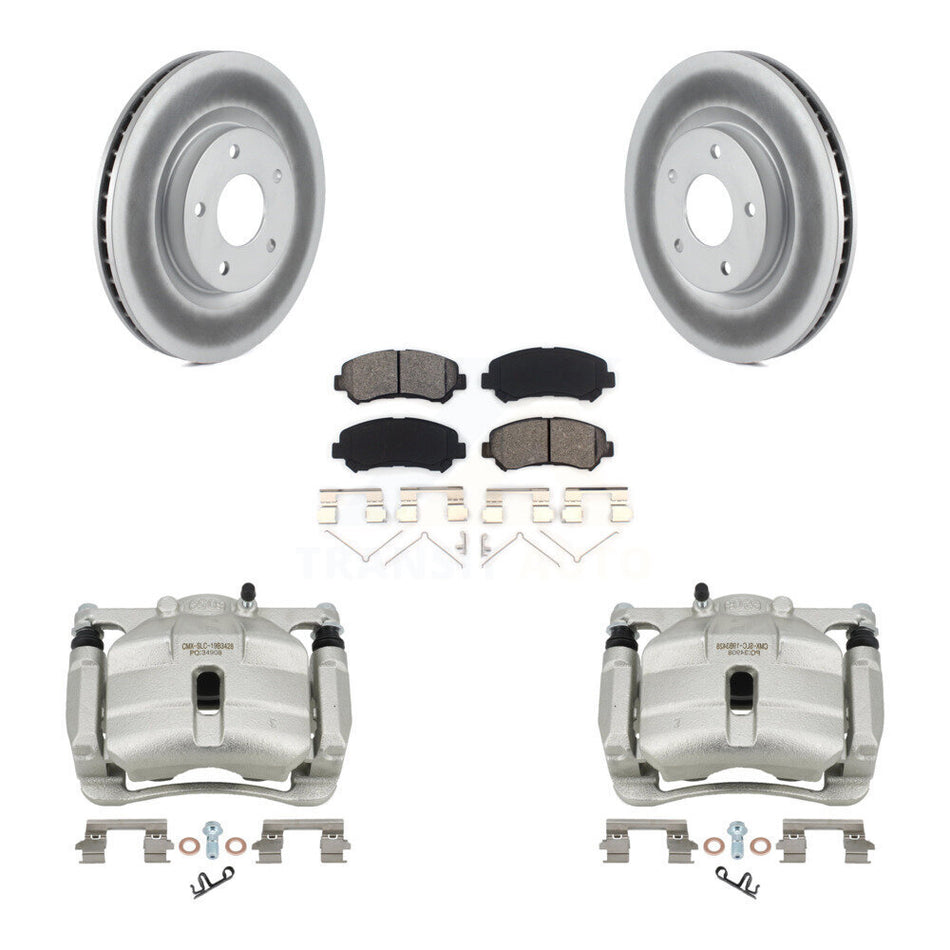 Front Disc Brake Caliper Coated Rotors And Semi-Metallic Pad Kit For Nissan Rogue Select KCG-100538S