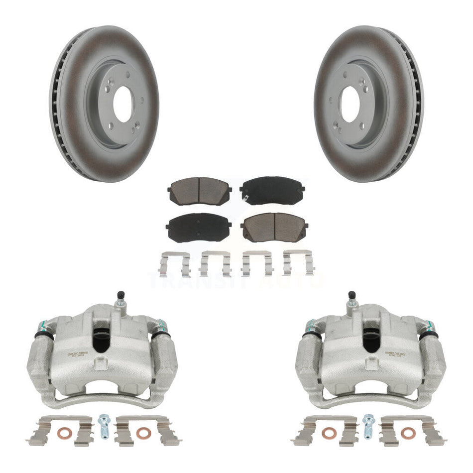 Front Disc Brake Caliper Coat Rotors And Ceramic Pad Kit For Hyundai Tucson Kia Sportage KCG-100539C