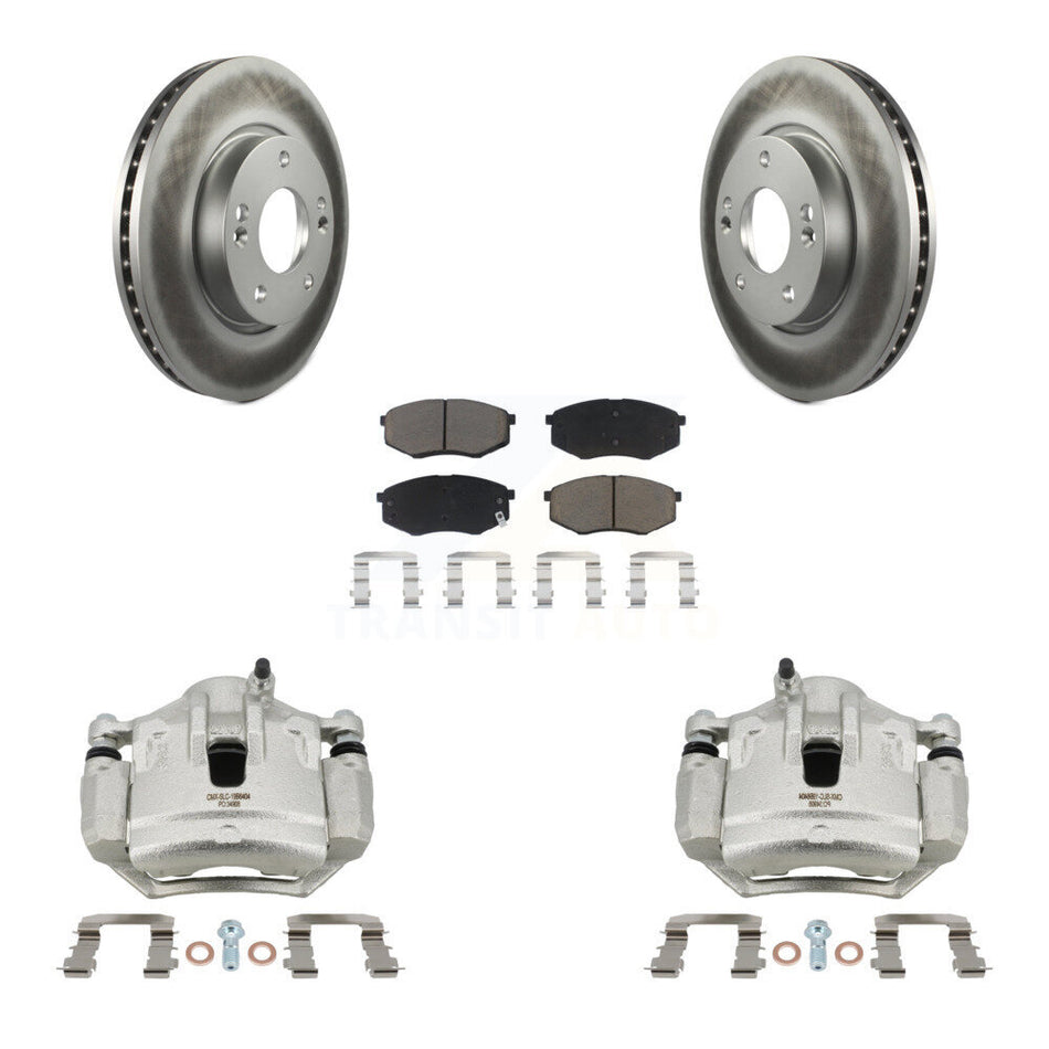 Front Disc Brake Caliper Coat Rotors Ceramic Pad Kit For Hyundai Tucson Kia Sportage FWD KCG-100540C