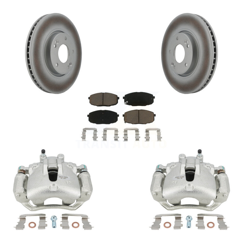 Front Disc Brake Caliper Coated Rotors And Ceramic Pads Kit For Kia Forte5 2.0L KCG-100542C
