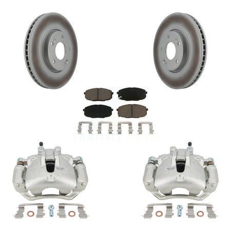 Front Disc Brake Caliper Coated Rotors And Ceramic Pads Kit For Kia Forte5 2.0L KCG-100542C