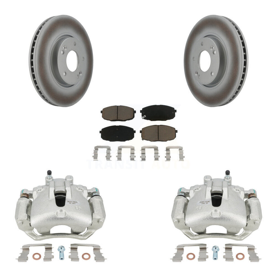 Front Disc Brake Caliper Coated Rotors And Ceramic Pads Kit For Kia Forte5 2.0L KCG-100542C