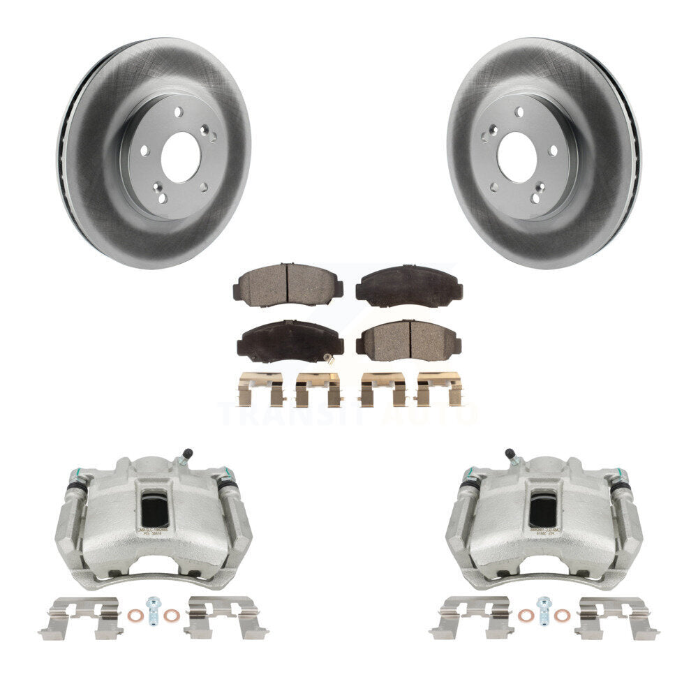 Front Disc Brake Caliper Coated Rotors And Semi-Metallic Pads Kit For Honda Accord KCG-100542P