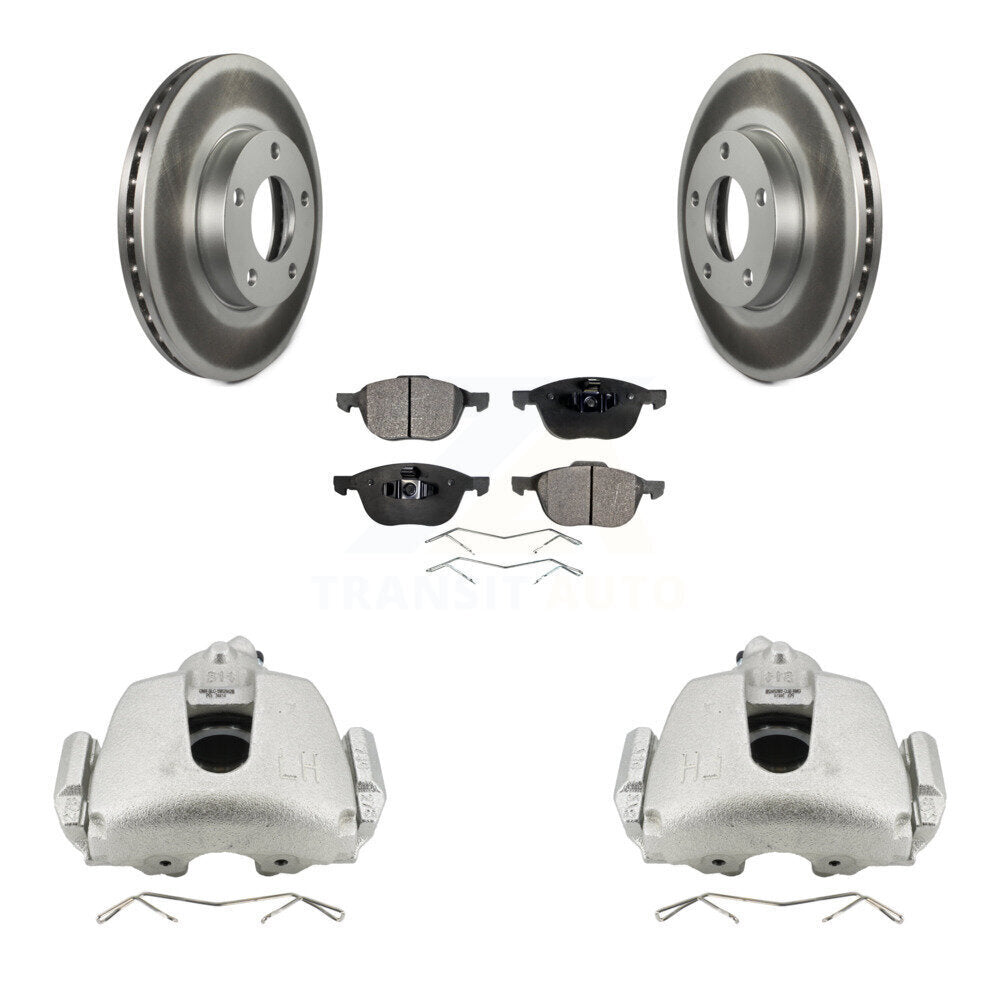 Front Disc Brake Caliper Coated Rotors And Ceramic Pads Kit For Mazda 3 Sport KCG-100542T