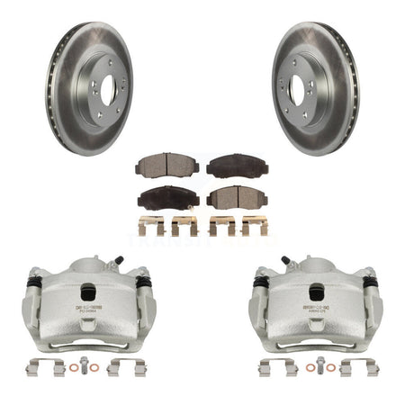Front Disc Brake Caliper Coat Rotor And Semi-Metallic Pad Kit For 2007 Honda Accord 2.4L KCG-100544P
