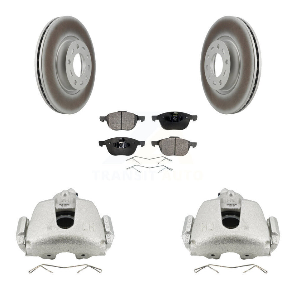 Front Brake Caliper Coat Rotors & Ceramic Pad Kit For 2010 Mazda 3 Sport GS GT with 2.5L KCG-100544T