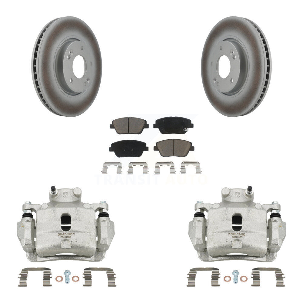 Front Disc Brake Caliper Coated Rotors And Ceramic Pads Kit For 2014 Hyundai Sonata 2.0L KCG-100545C