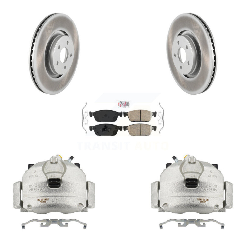 Front Disc Brake Caliper Coated Rotors And Ceramic Pads Kit For Lincoln MKC KCG-100545N