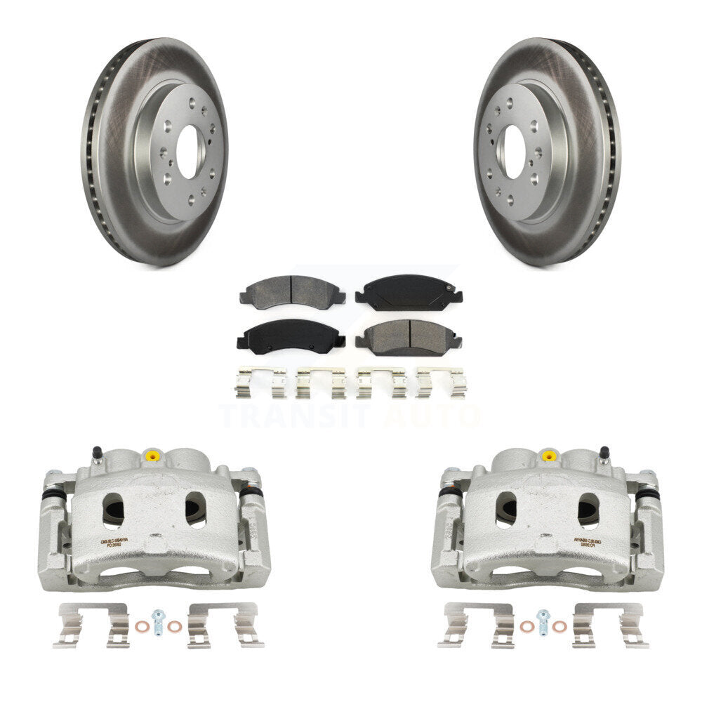 Front Brake Caliper Coat Rotor Semi-Metallic Pad Kit For GMC Sierra 1500 Chevrolet Tahoe KCG-100545S