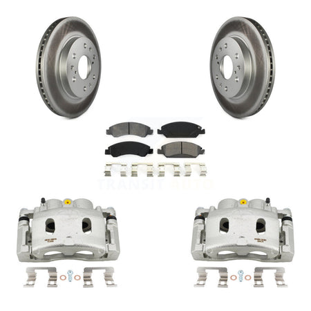Front Brake Caliper Coat Rotor Semi-Metallic Pad Kit For GMC Sierra 1500 Chevrolet Tahoe KCG-100545S