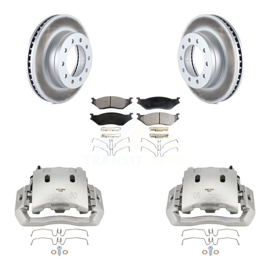 Front Brake Caliper Coat Rotor And Semi-Metallic Pad Kit For Ford F-450 Super Duty F-550 KCG-100546P