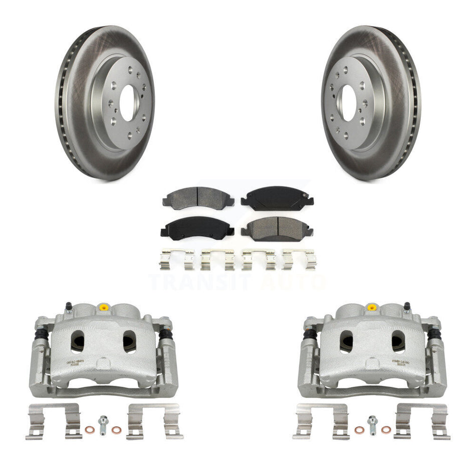Front Brake Caliper Coat Rotor Semi-Metallic Pad Kit For Chevrolet GMC Silverado 1500 XL KCG-100546S