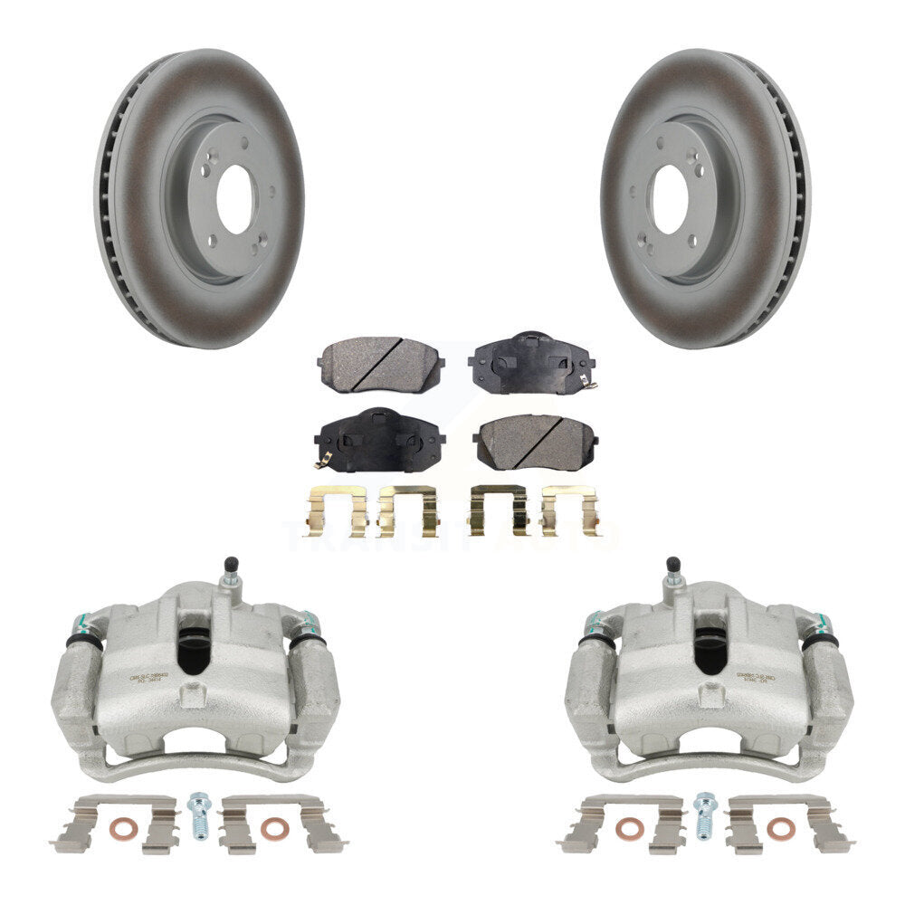 Front Disc Brake Caliper Coat Rotors And Ceramic Pad Kit For Hyundai Tucson Kia Sportage KCG-100546T