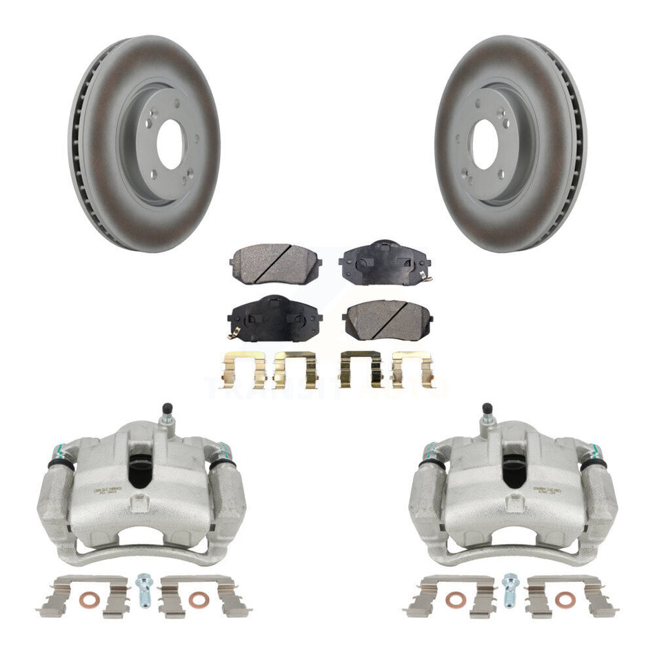 Front Disc Brake Caliper Coat Rotors And Ceramic Pad Kit For Hyundai Tucson Kia Sportage KCG-100546T