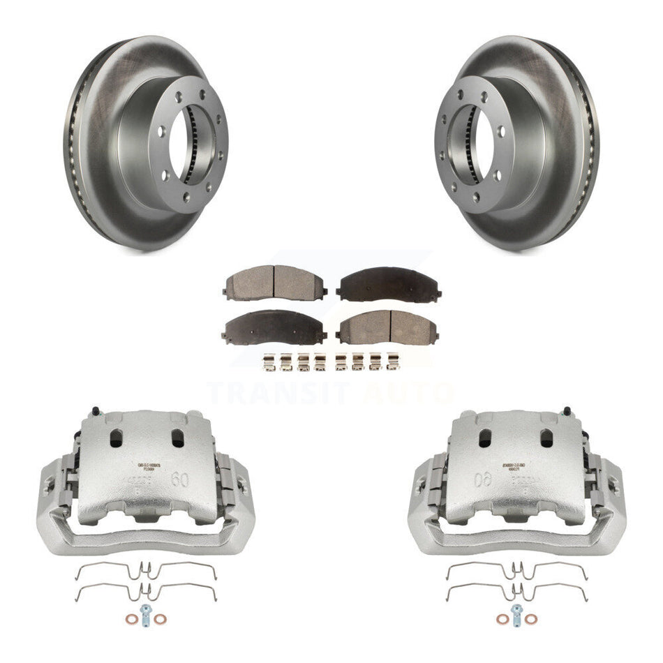 Front Disc Brake Caliper Coat Rotors And Semi-Metallic Pad Kit For Ford F-450 Super Duty KCG-100547P