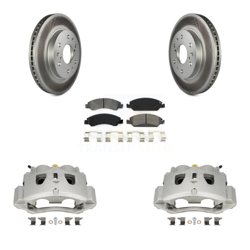 Front Disc Brake Caliper Coat Rotor Semi-Metallic Pad Kit For 2016 Chevrolet Suburban HD KCG-100547S