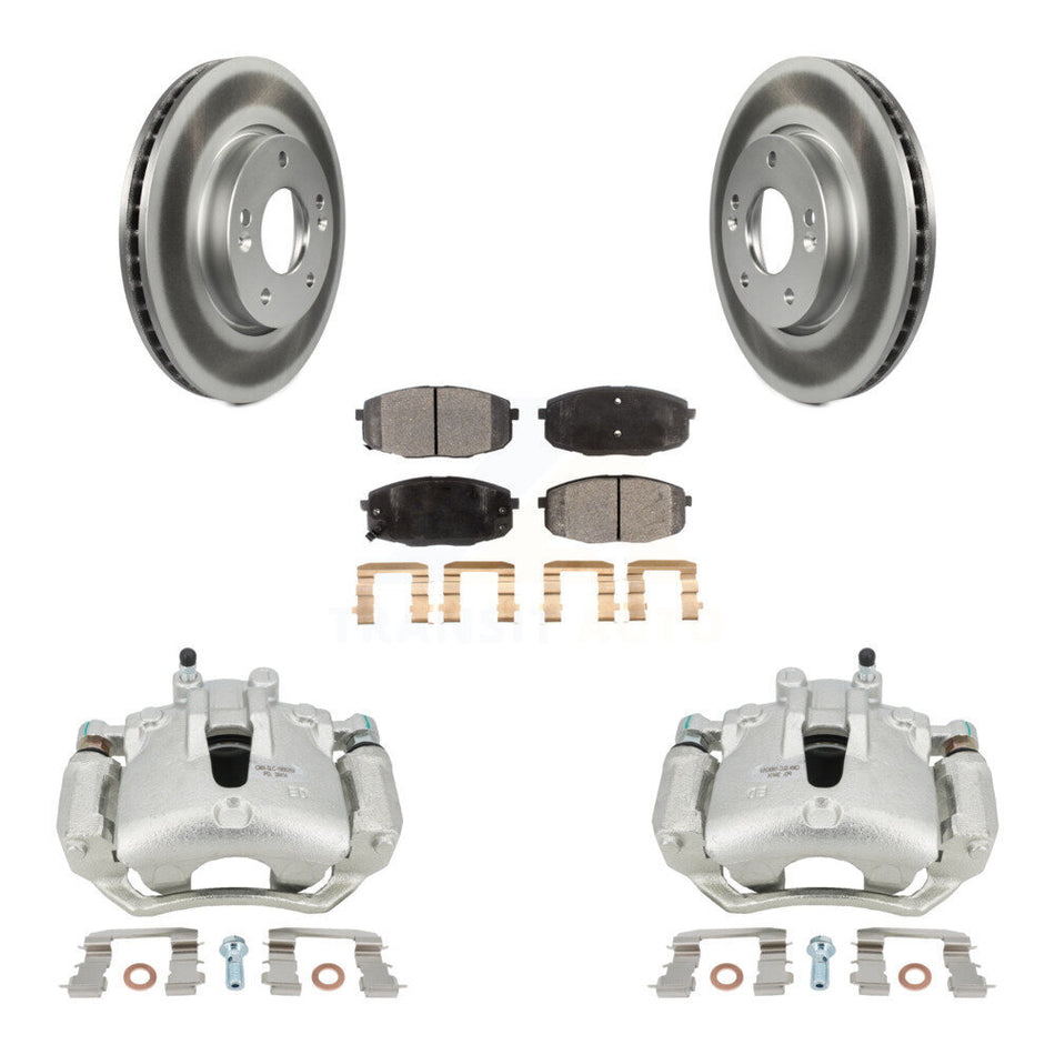 Front Disc Brake Caliper Coated Rotor And Ceramic Pad Kit For Kia Forte Koup Forte5 2.0L KCG-100548T