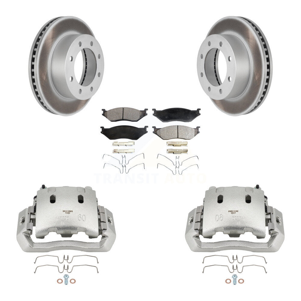 Front Disc Brake Caliper Coat Rotors And Semi-Metallic Pad Kit For Ford F-450 Super Duty KCG-100549P