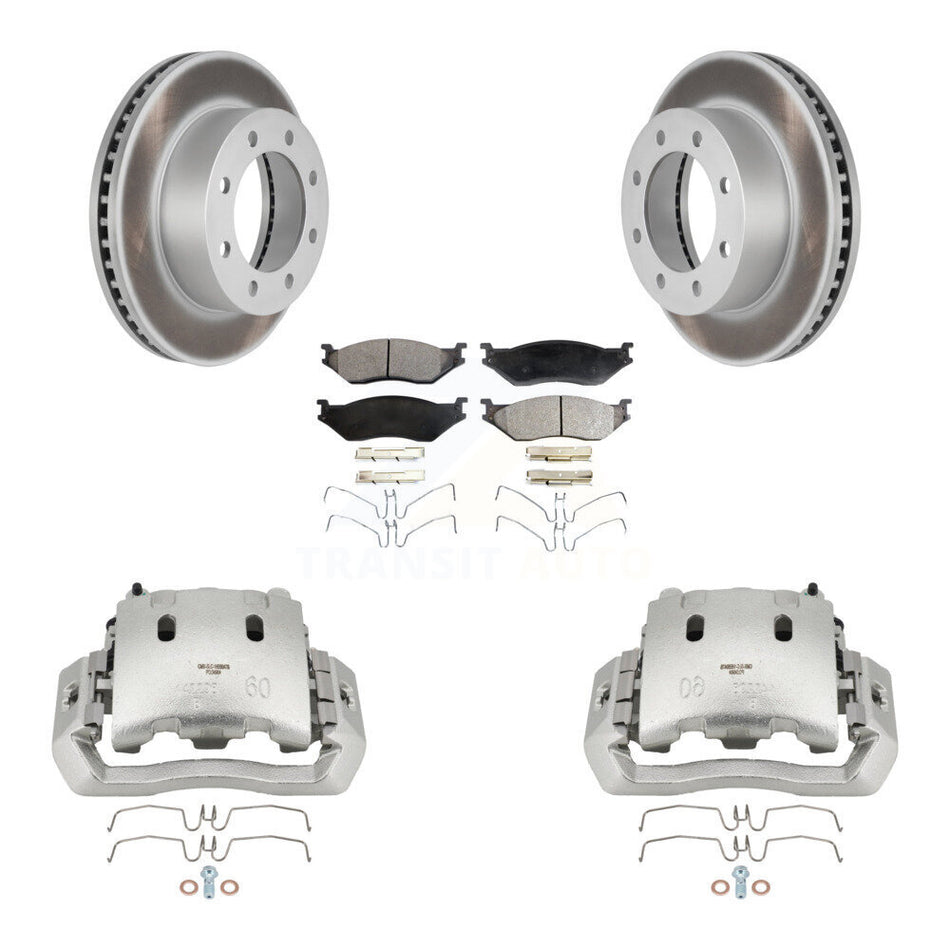 Front Disc Brake Caliper Coat Rotors And Semi-Metallic Pad Kit For Ford F-450 Super Duty KCG-100549P