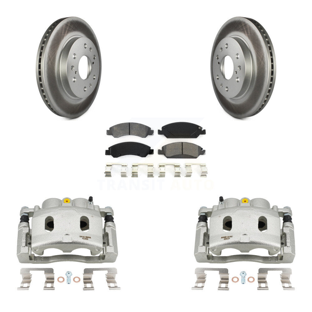 Front Brake Caliper Coat Rotors Semi-Metallic Pad Kit For Cadillac XTS With 6 Lug Wheels KCG-100549S