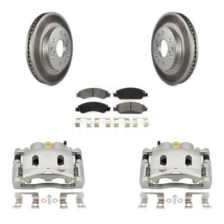 Front Brake Caliper Coat Rotors Semi-Metallic Pad Kit For Cadillac XTS With 6 Lug Wheels KCG-100549S