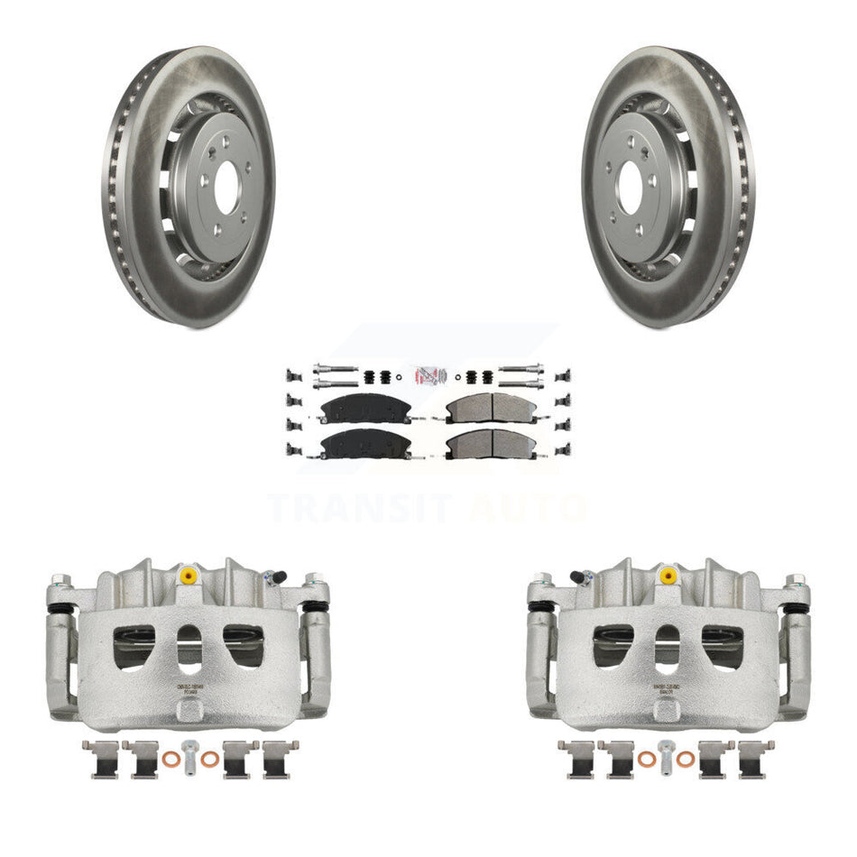 Front Brake Caliper Coat Rotor Semi-Metallic Pad Kit For Ford Explorer Flex Taurus Sedan KCG-100550N