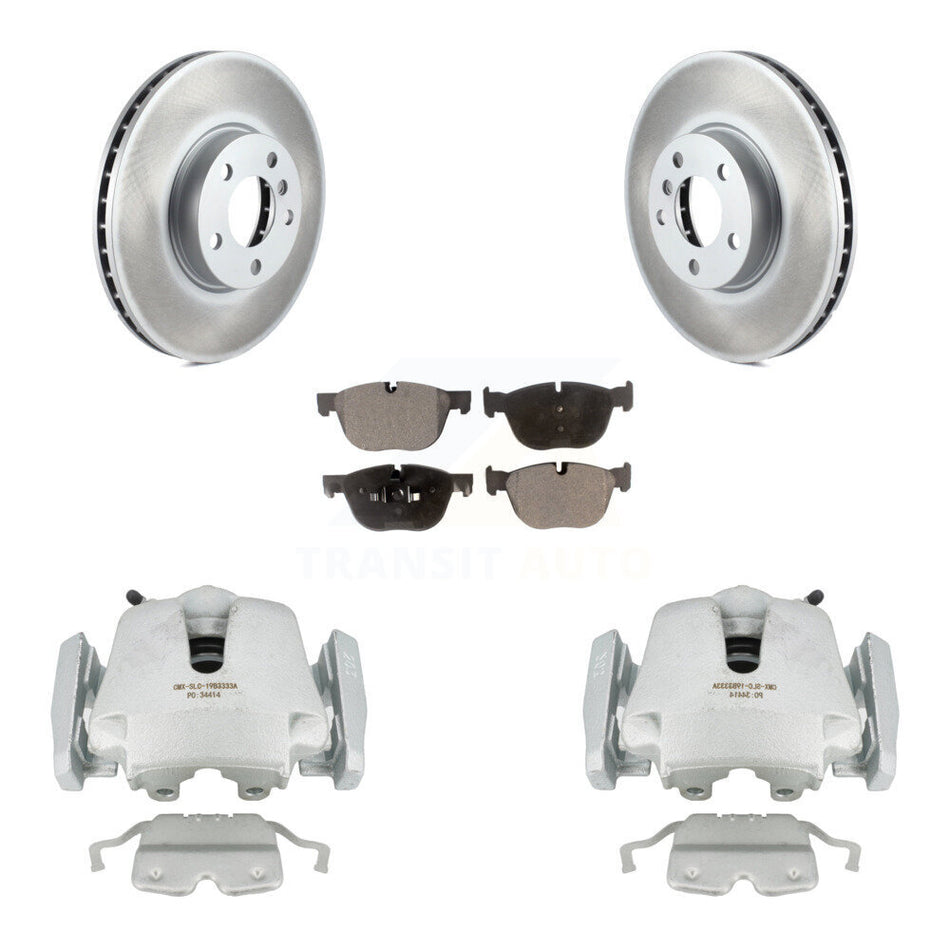 Front Disc Brake Caliper Coated Rotors And Semi-Metallic Pads Kit For BMW X5 X6 KCG-100550P