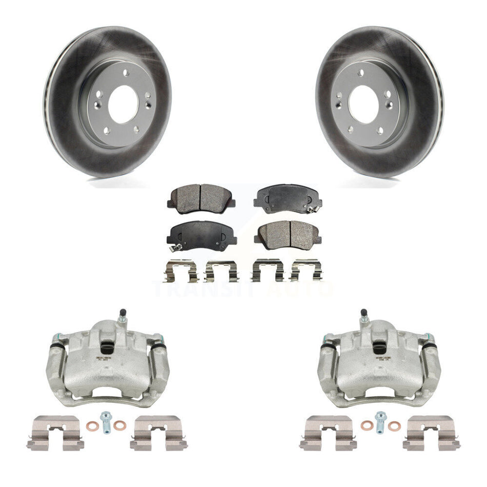 Front Brake Caliper Coat Rotor Ceramic Pad Kit For Hyundai Elantra GT Kia Forte Veloster KCG-100550T