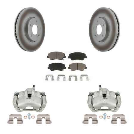 Front Disc Brake Caliper Coated Rotors And Ceramic Pads Kit For Kia Forte KCG-100551C