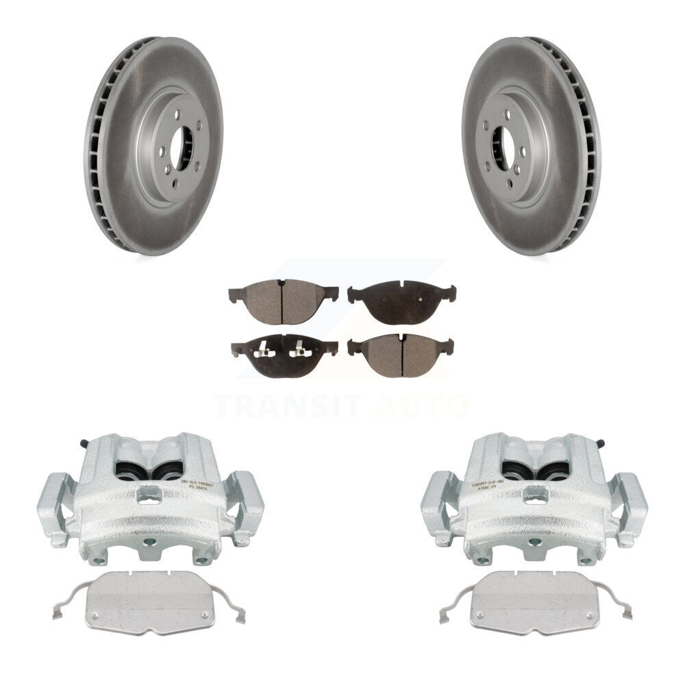 Front Disc Brake Caliper Coated Rotors And Semi-Metallic Pads Kit For BMW X5 X6 KCG-100551P