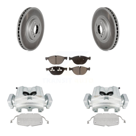 Front Disc Brake Caliper Coated Rotors And Semi-Metallic Pads Kit For BMW X5 X6 KCG-100551P