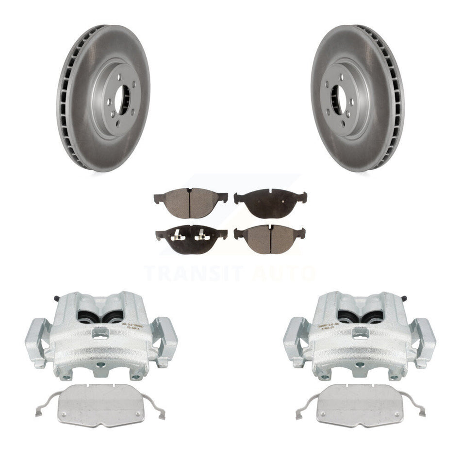 Front Disc Brake Caliper Coated Rotors And Semi-Metallic Pads Kit For BMW X5 X6 KCG-100551P