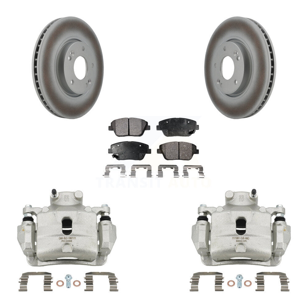 Front Disc Brake Caliper Coated Rotors And Ceramic Pads Kit For 2014 Hyundai Sonata 2.0L KCG-100552T
