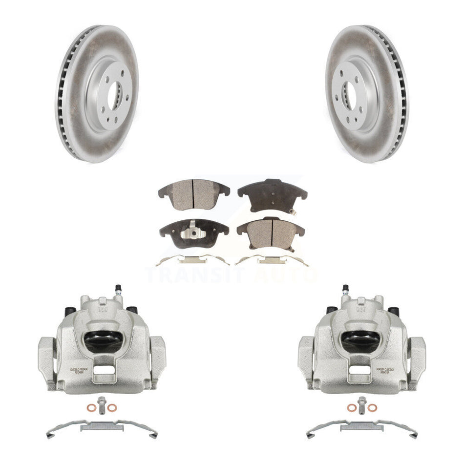 Front Disc Brake Caliper Coat Rotors & Semi-Metallic Pad Kit For Ford Fusion Lincoln MKZ KCG-100553P