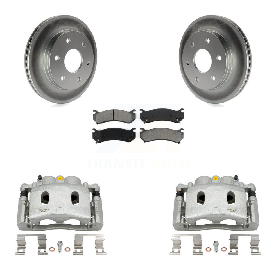 Front Disc Brake Caliper Coat Rotor & Semi-Metallic Pad Kit For Chevrolet Silverado 1500 KCG-100553S