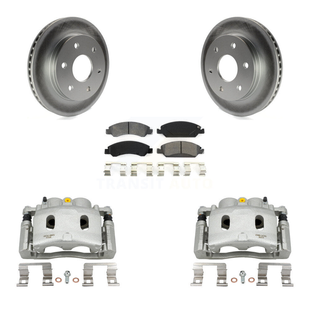 Front Disc Brake Caliper Coated Rotors And Semi-Metallic Pads Kit For GMC Sierra 1500 KCG-100554S